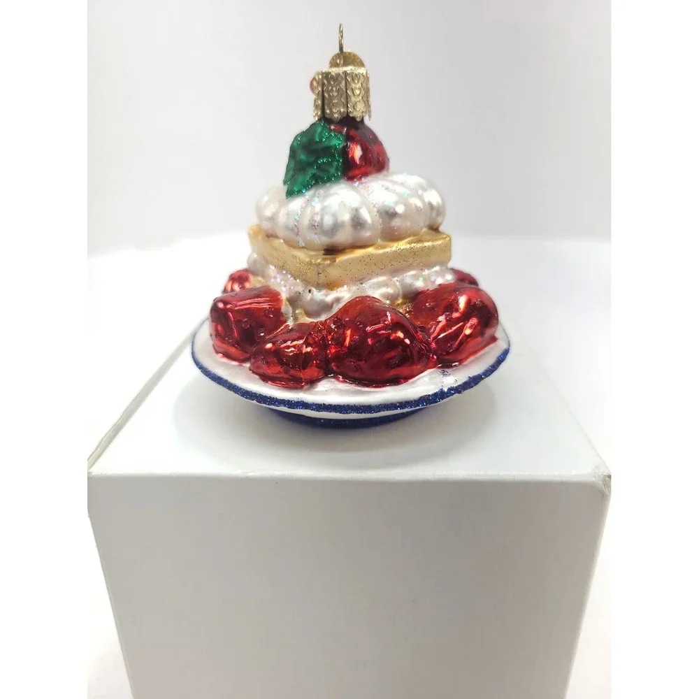 2011 Old World Christmas Molded Mouth Blown Glass Strawberry Shortcake Ornaments